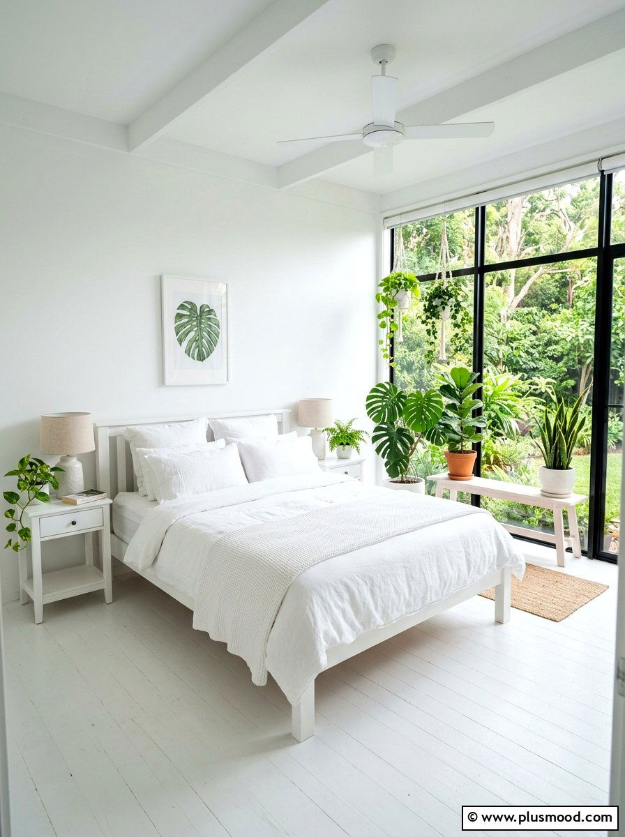 Bright White Botanical Bedroom - 25 summer botanical bedroom ideas