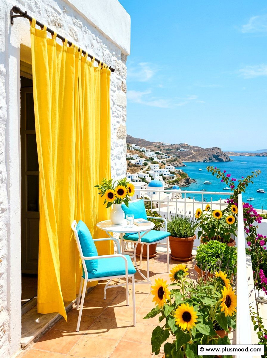 Bright Yellow Balcony Curtains - 25 summer balcony curtain ideas