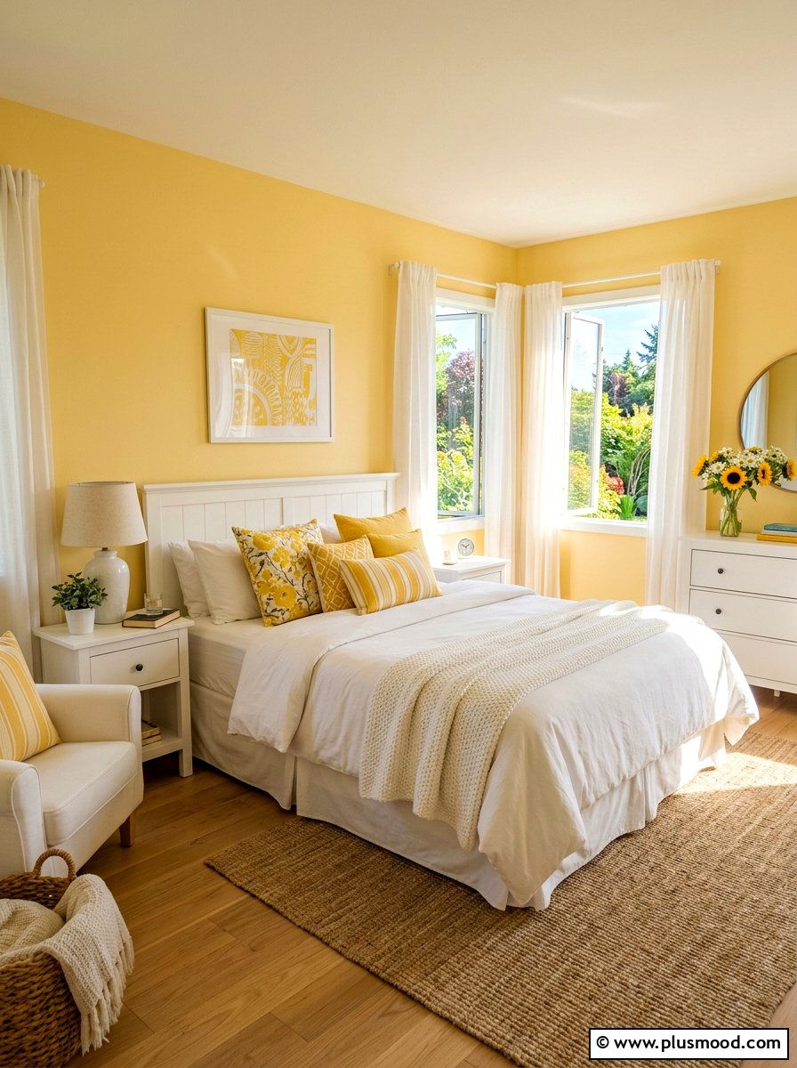 Bright Yellow Bedroom - 25 summer cottage bedroom ideas