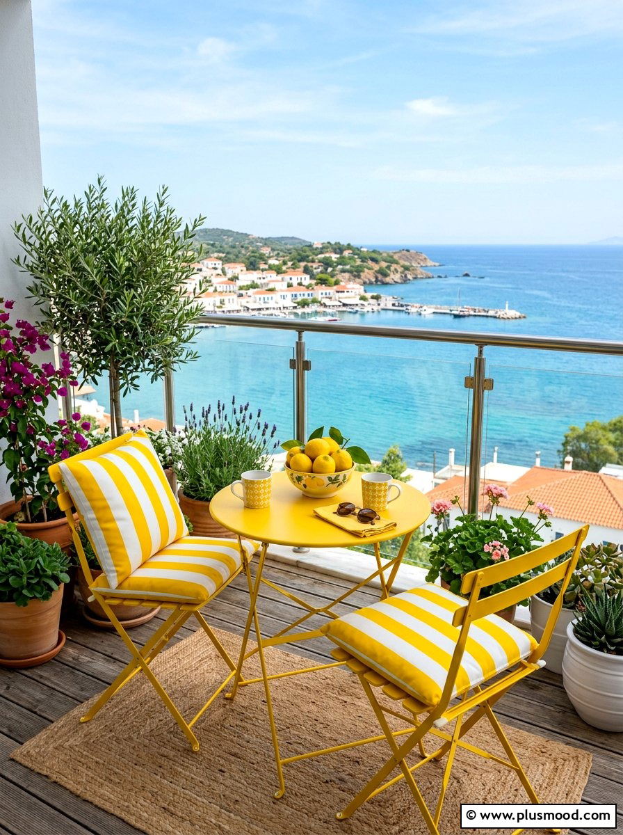 Bright Yellow Decor - 25 summer balcony breakfast nook ideas