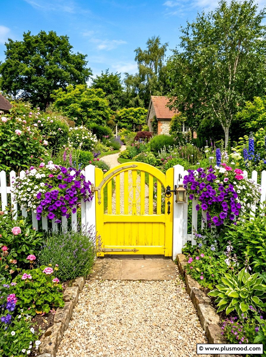 Bright Yellow Gate - 25 summer garden gate ideas