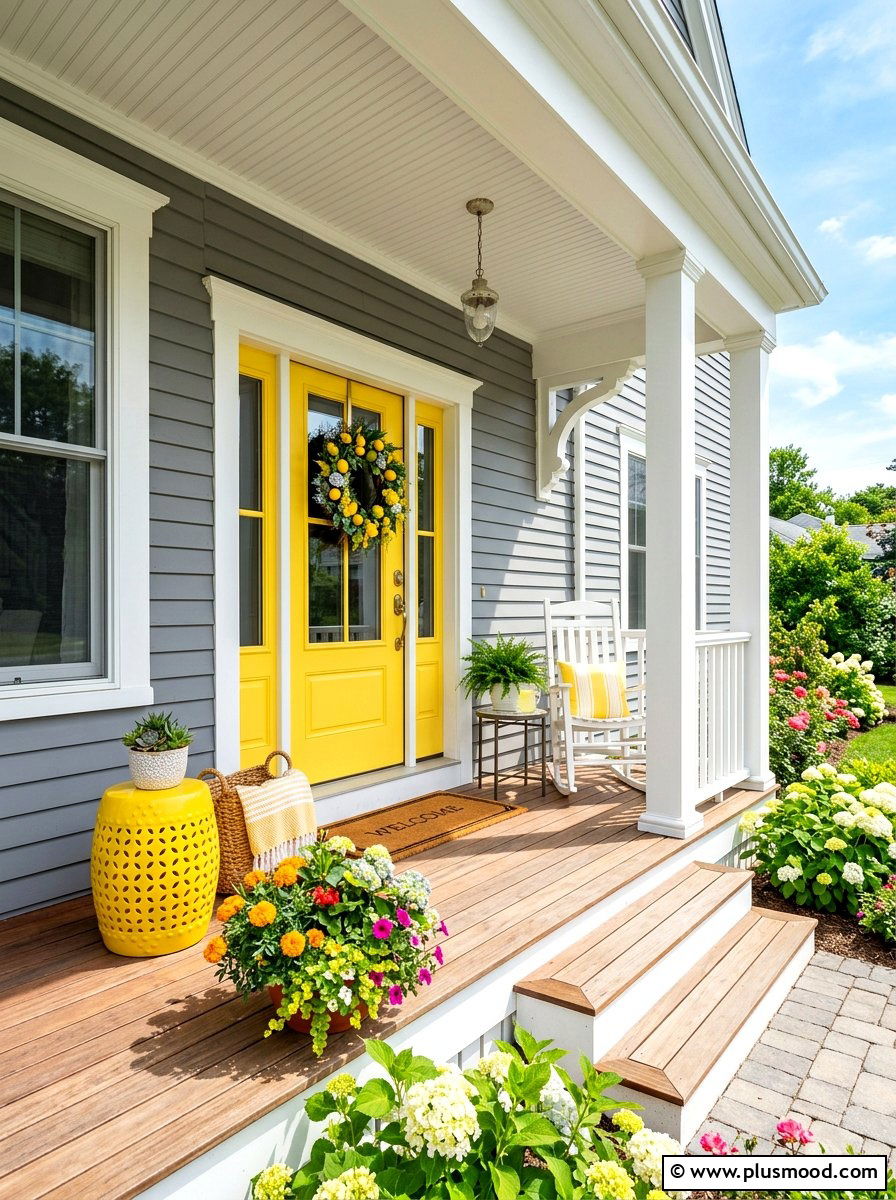 Bright Yellow Porch Accent - 25 summer porch decorating ideas