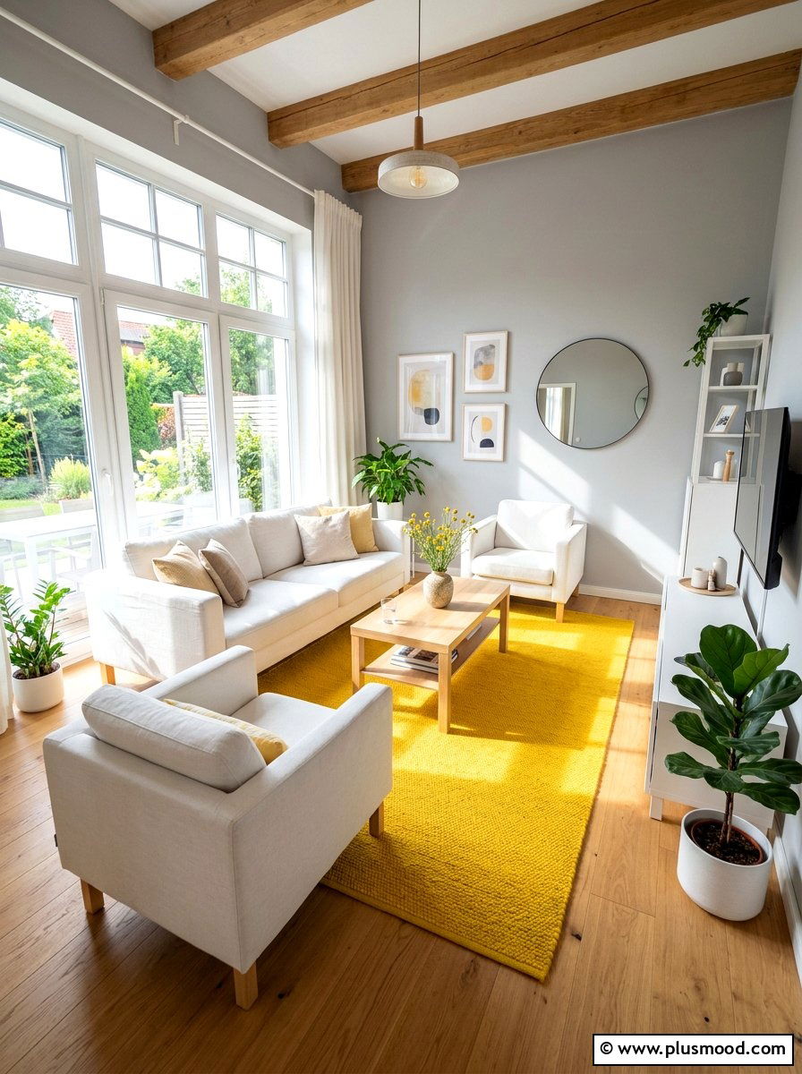 Bright Yellow Rug - 25 summer rug ideas for living room