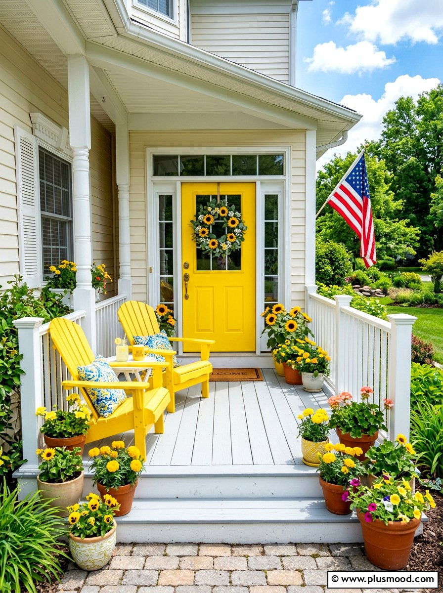 Bright Yellow Summer Porch - 25 fresh summer front porch ideas