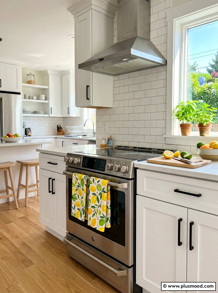 Bright citrus kitchen towels - 25 summer tropical home decor ideas