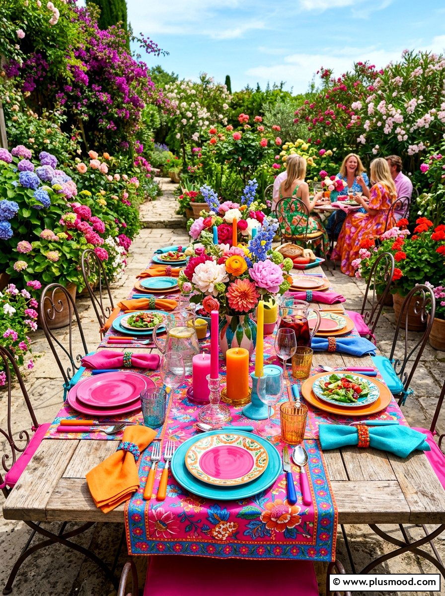 Bright colorful summer table - 25 summer dinner party table ideas