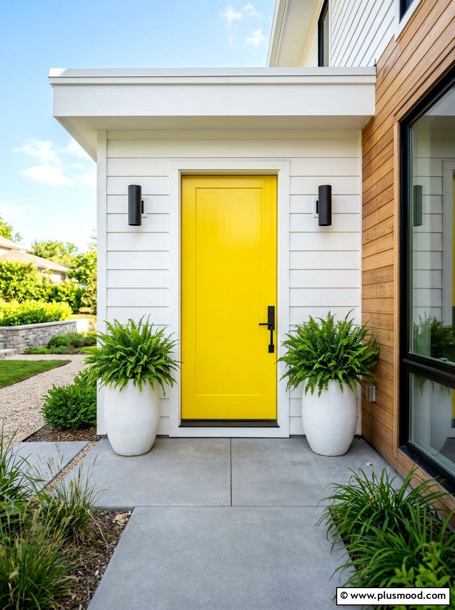 Bright lemon yellow front door - 25 summer yellow front door ideas