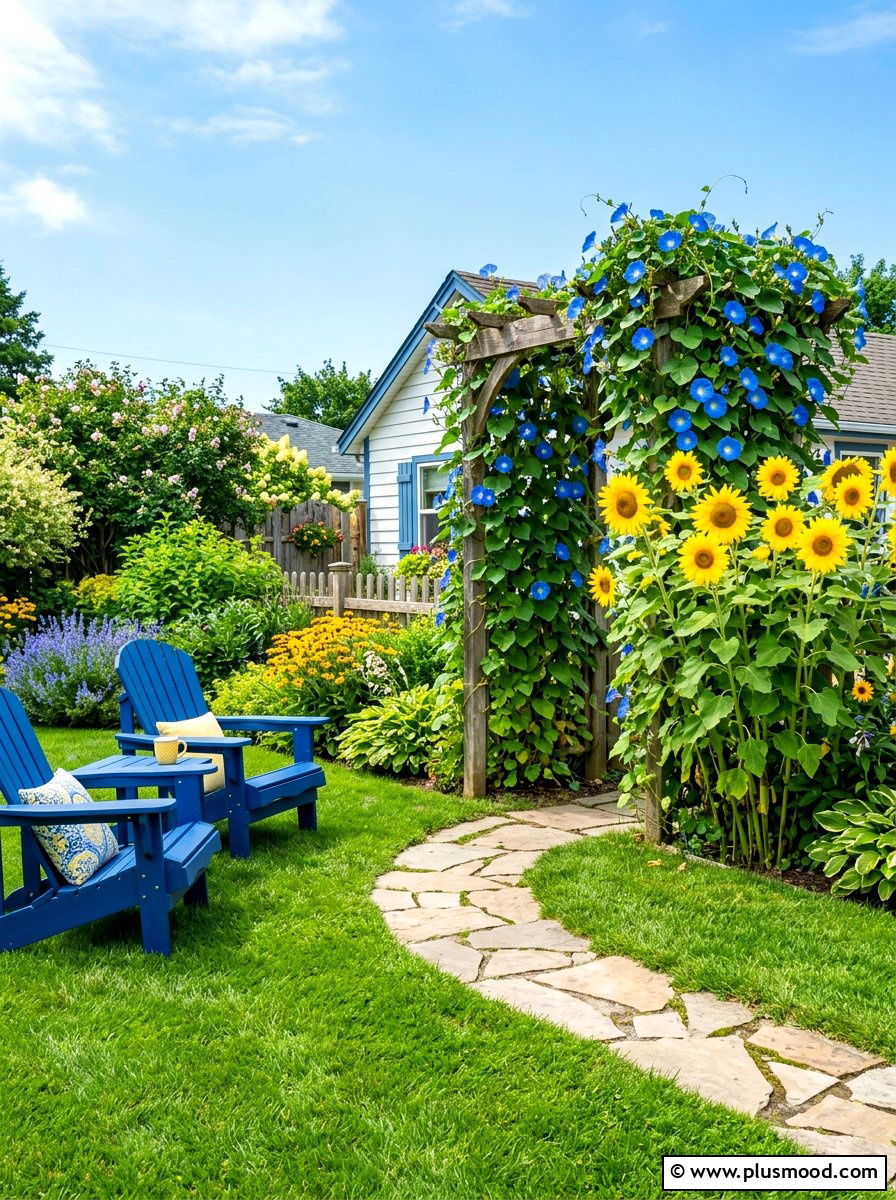 Bright yellow and blue yard - 25 summer color scheme landscaping ideas