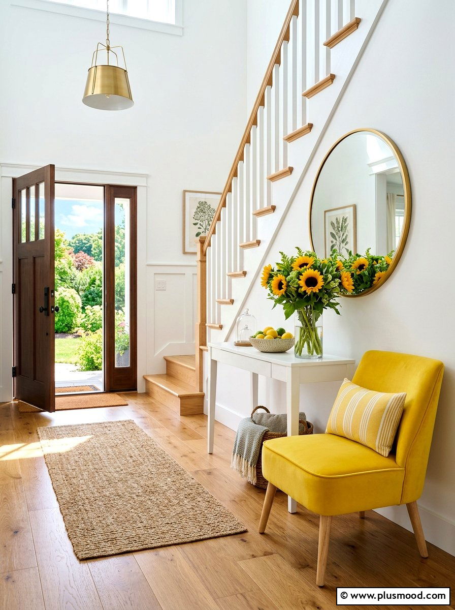 Bright yellow sun kissed foyer - 25 summer entryway decor ideas