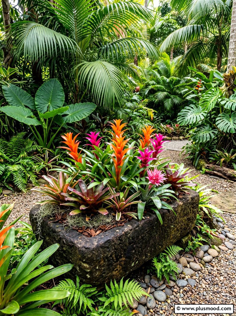 Bromeliad shade planter - 25 summer planter ideas for shade