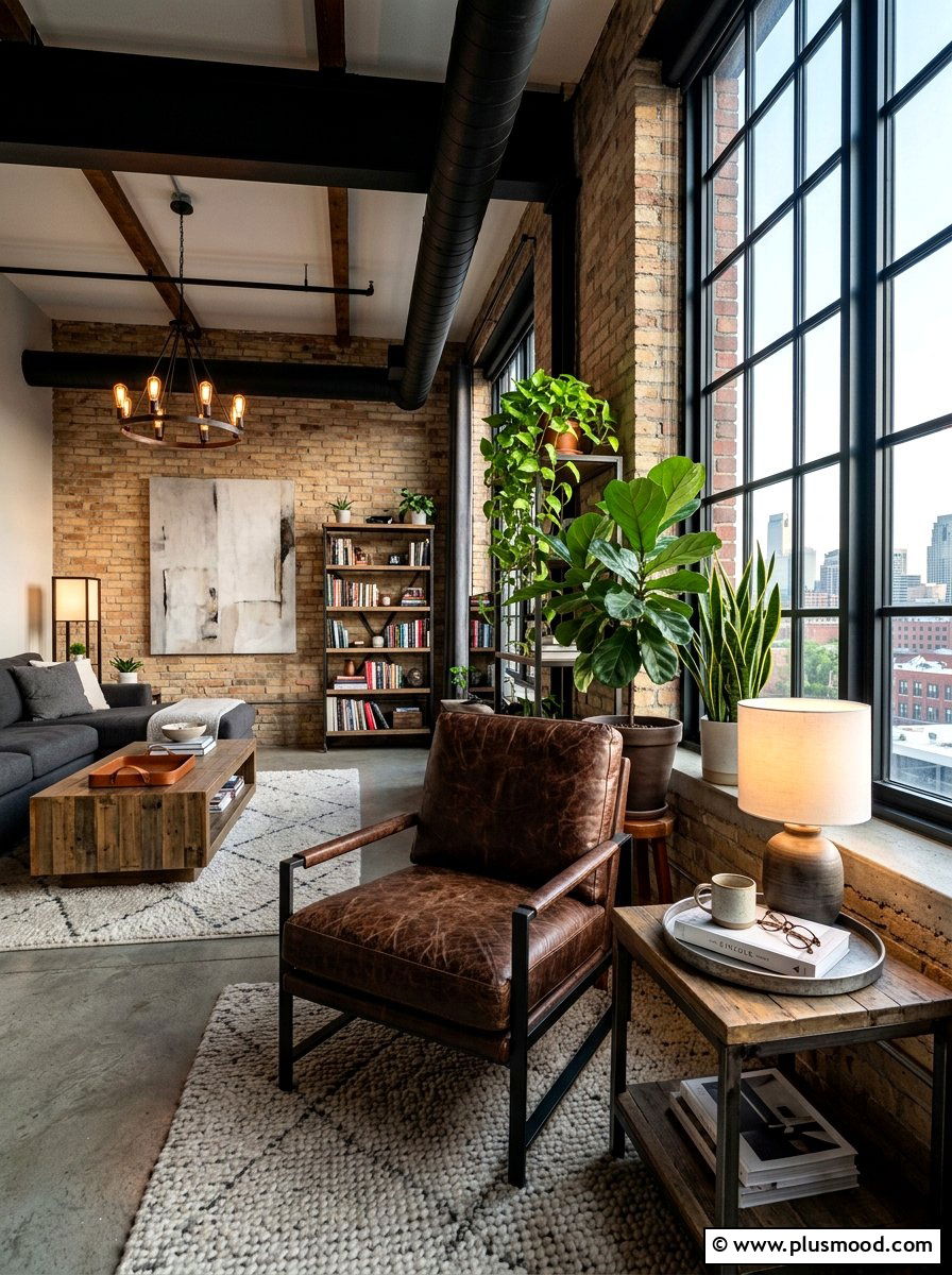 Brown Leather Accent Chair - 25 summer layered texture ideas for living room