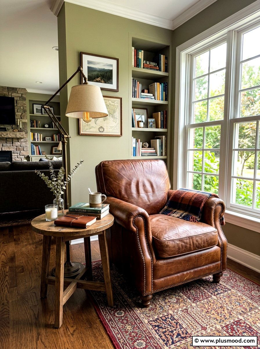 Brown Leather Chair - 25 late summer living room ideas
