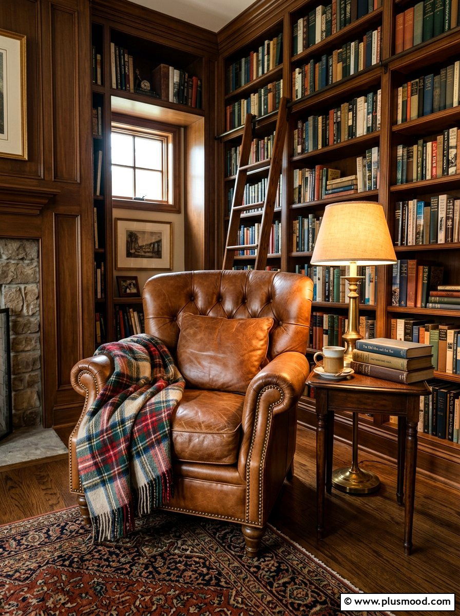Brown leather armchair corner - 25 summer to fall living room decor ideas