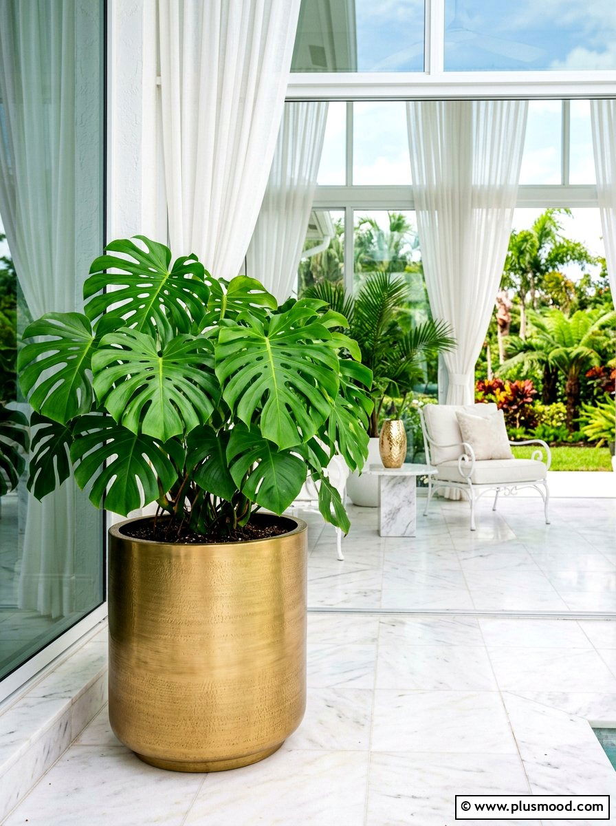 Brushed Gold Metal Planter - 25 summer modern planter ideas