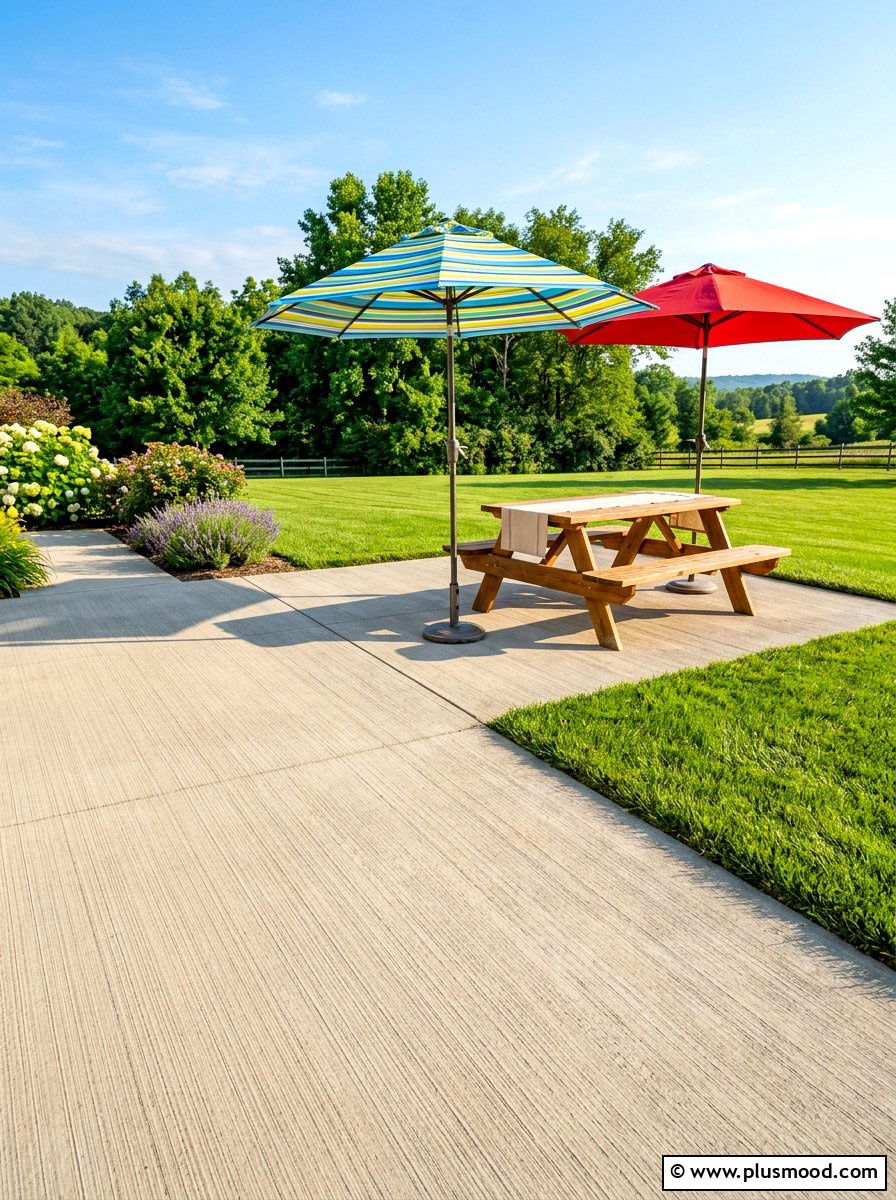 Brushed concrete surface - 25 summer concrete patio ideas for summer