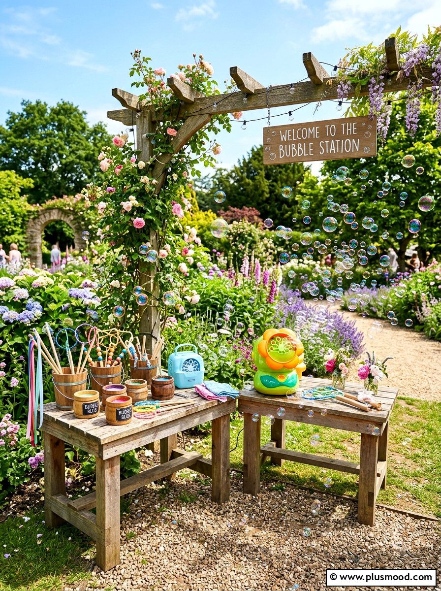 Bubble Station - 25 summer kid friendly outdoor party ideas
