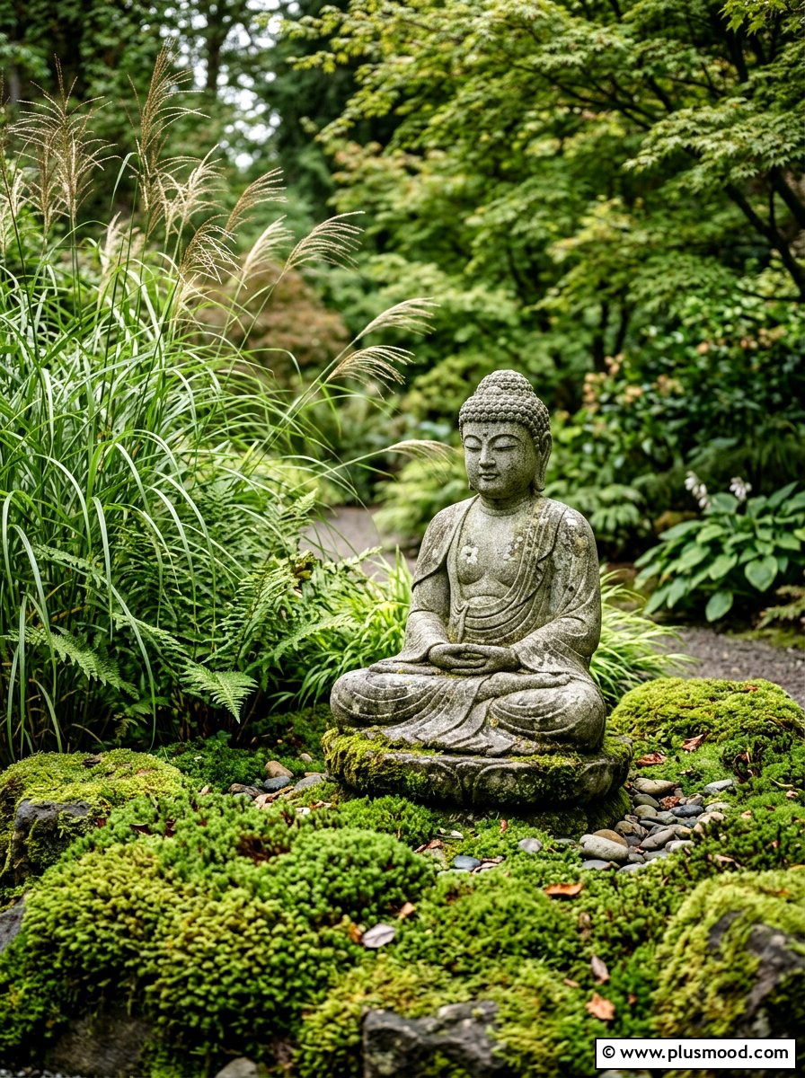 Buddha garden statue - 25 outdoor garden decor ideas with zen elements