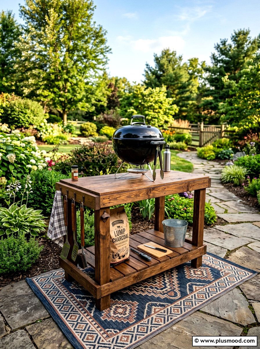 Budget Friendly DIY Grill Stand - 25 summer backyard grill area ideas