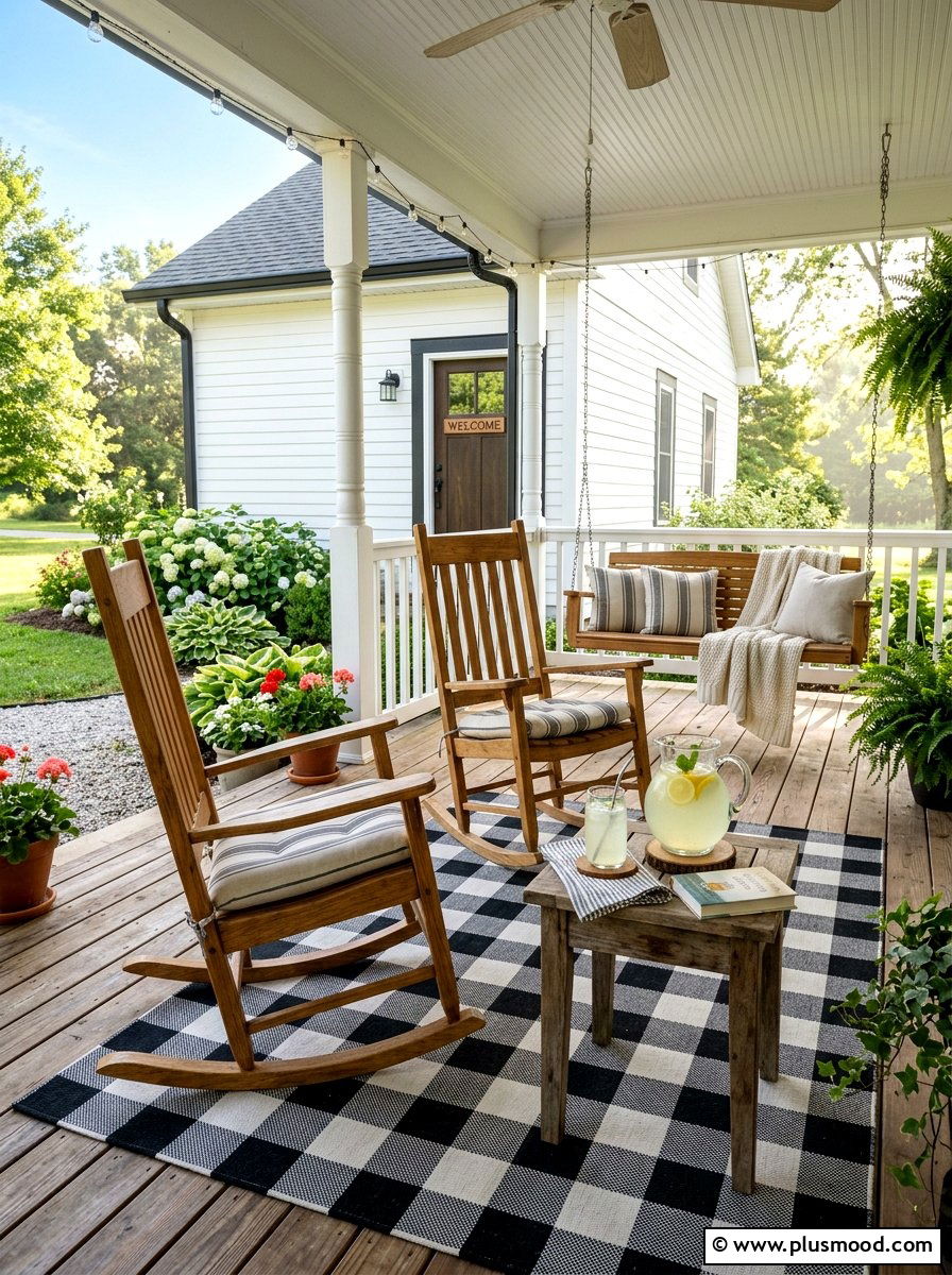Buffalo Plaid Rug - 25 summer porch rug ideas