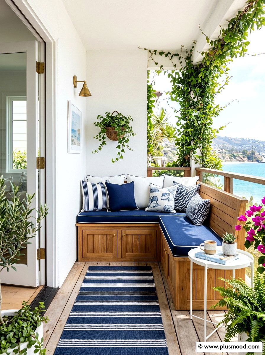 Built In Bench - 25 summer narrow patio ideas