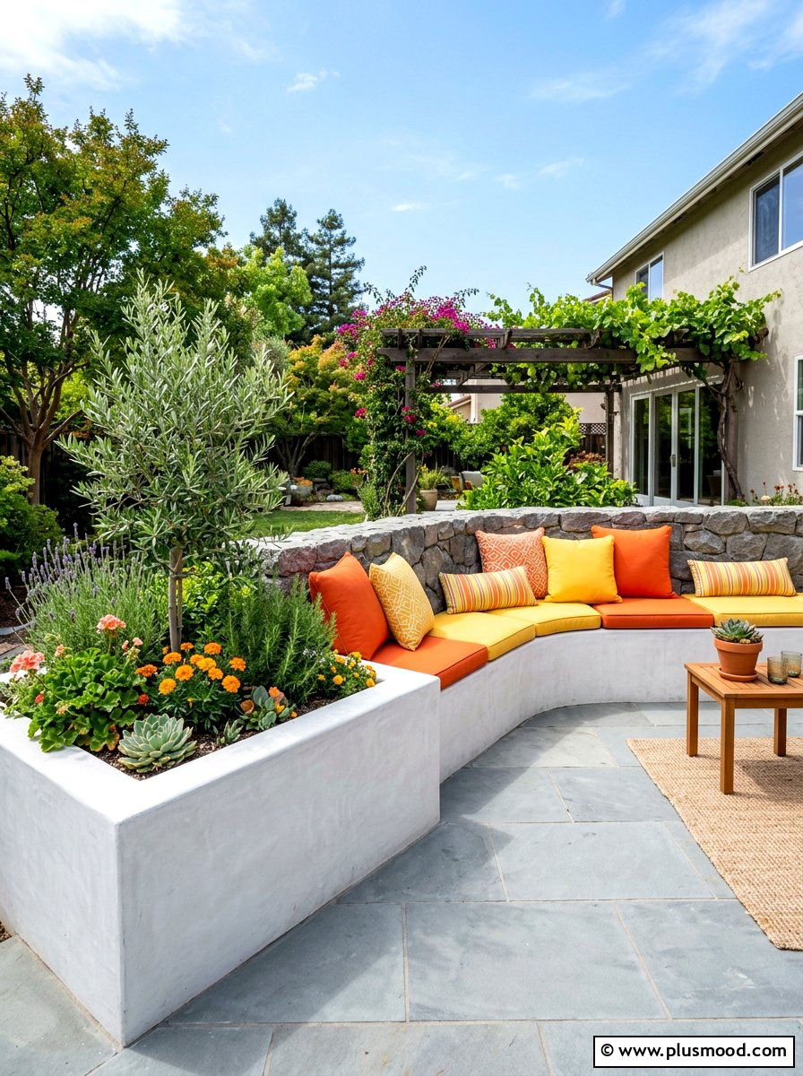 Built In Bench - 25 summer patio ideas for small backyards