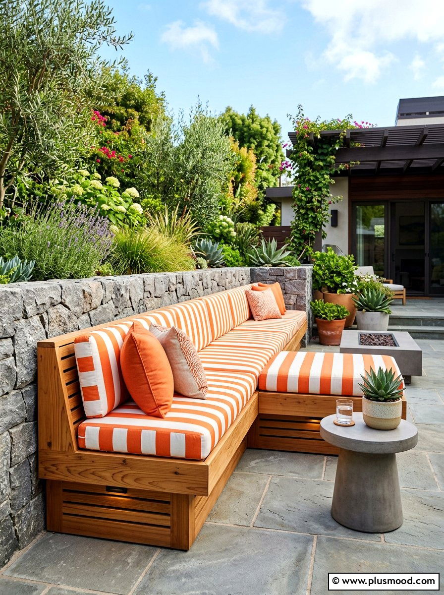 Built In Bench - 25 summer small patio ideas