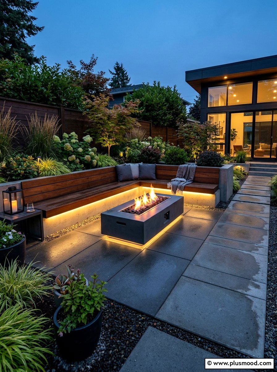 Built In Bench Lights - 25 small backyard ideas with string lights