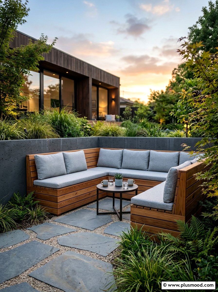 Built In Bench Seating - 25 Small Backyard Ideas