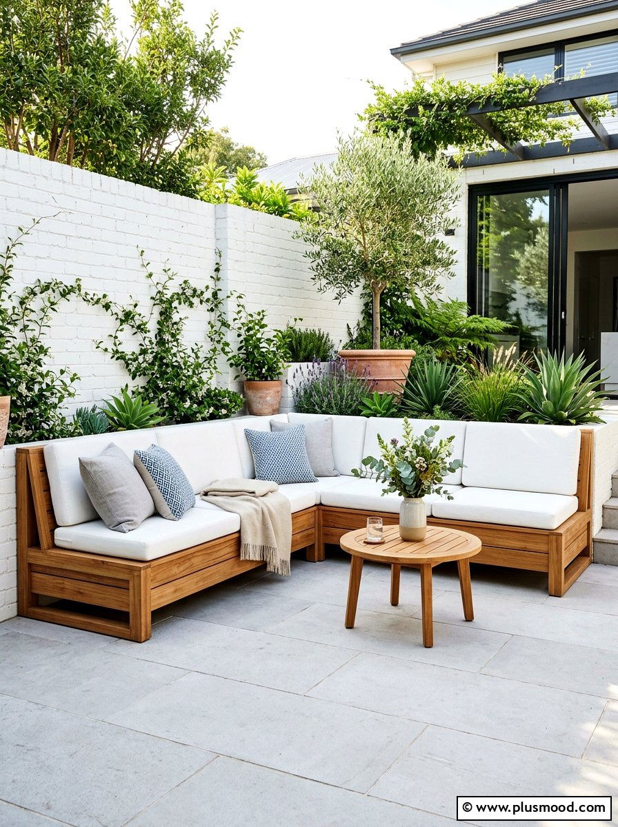 Built In Bench Seating - 25 summer small courtyard ideas