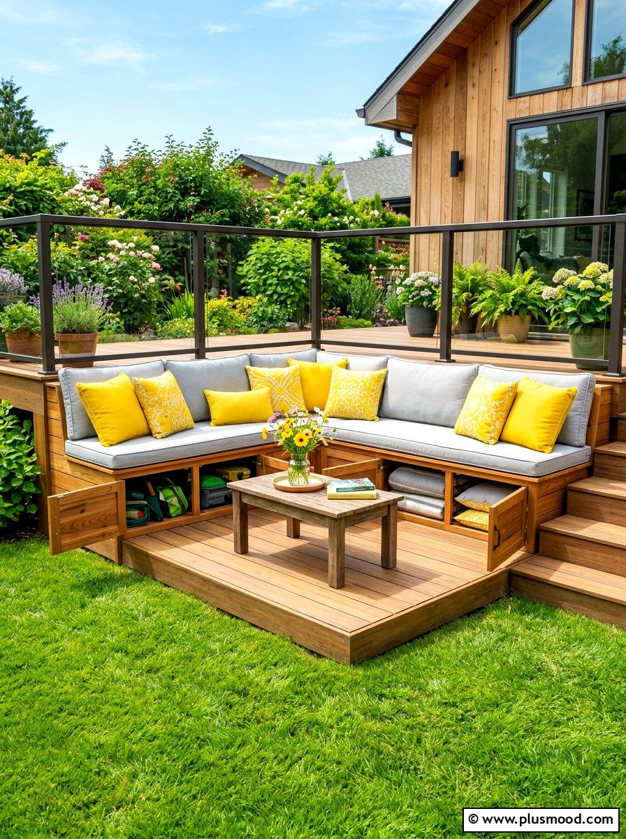 Built In Bench Seating - 25 summer backyard ideas for small spaces