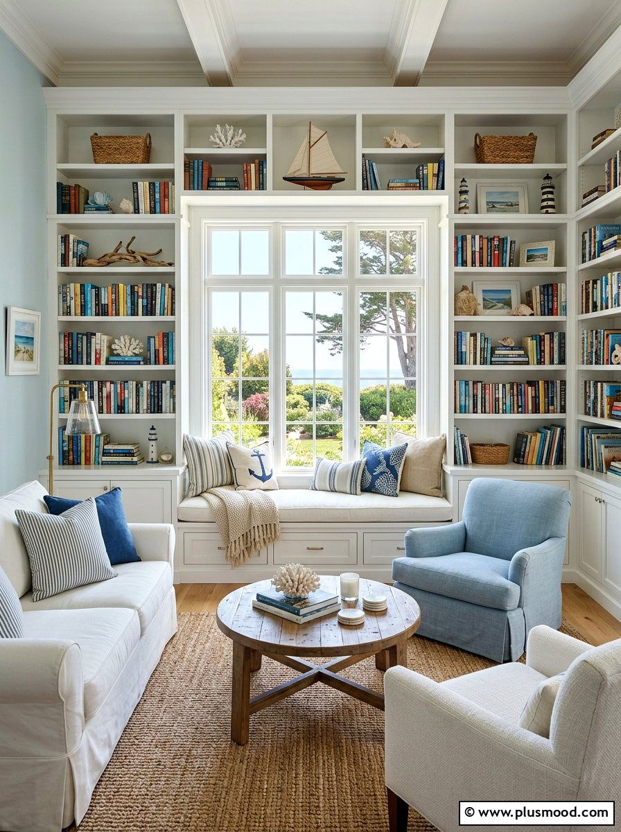 Built In Bookcase Living - 25 summer cottage living room ideas