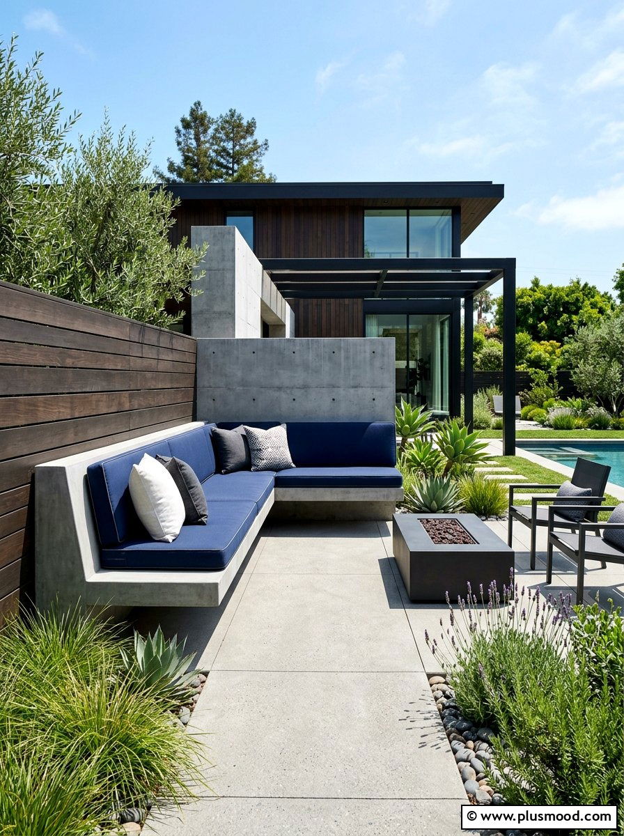 Built In Concrete Bench - 25 summer patio seating ideas