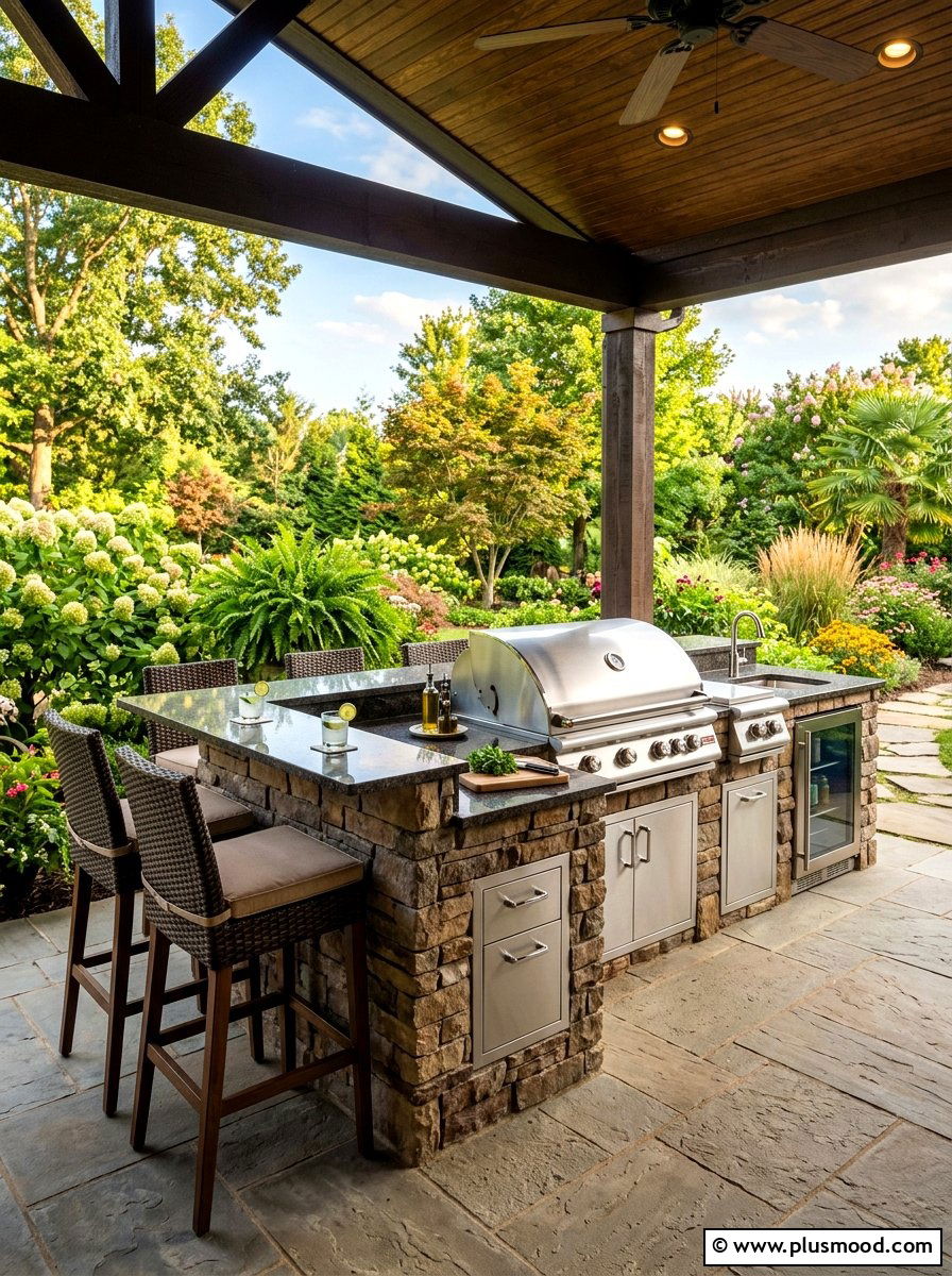 Built In Grilling Station - 25 summer porch refresh for entertaining ideas
