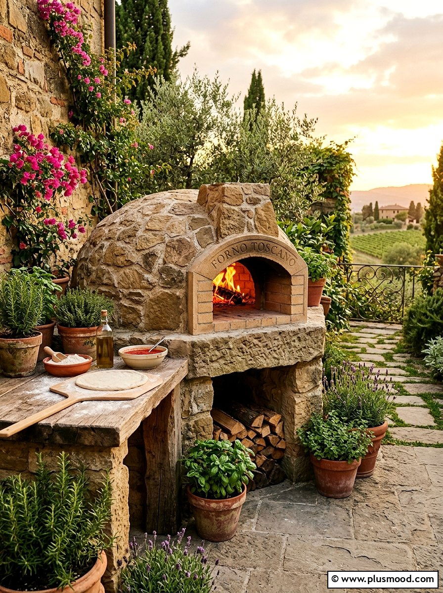 Built In Pizza Oven - 25 small backyard ideas with outdoor kitchen