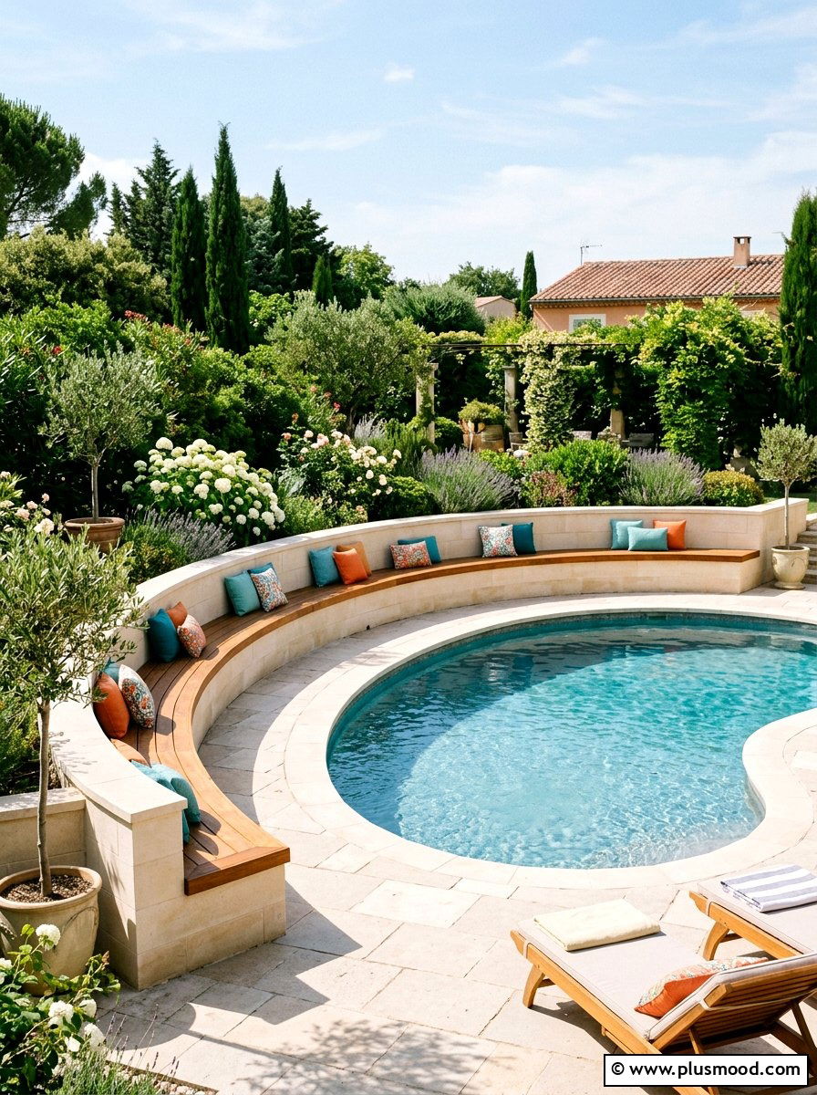 Built In Seating Pool Wall - 25 pool landscaping ideas with retaining wall