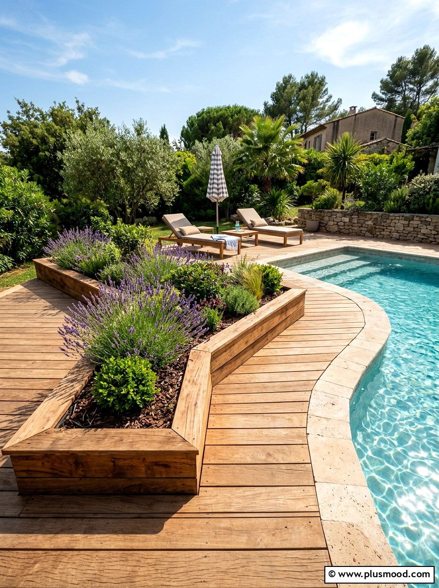 Built In Wood Pool Planter - 25 pool landscaping ideas with raised planters