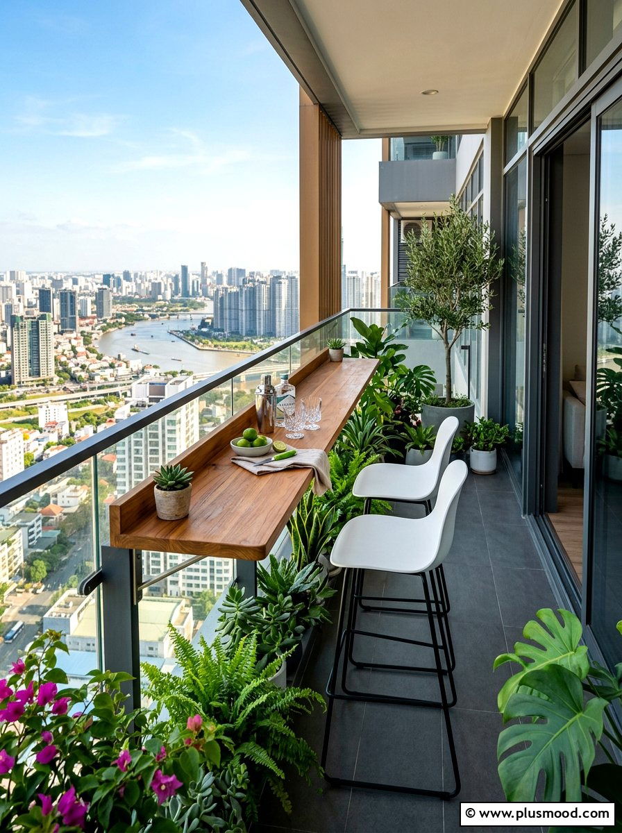Built in Bar Counter - 25 summer balcony breakfast nook ideas