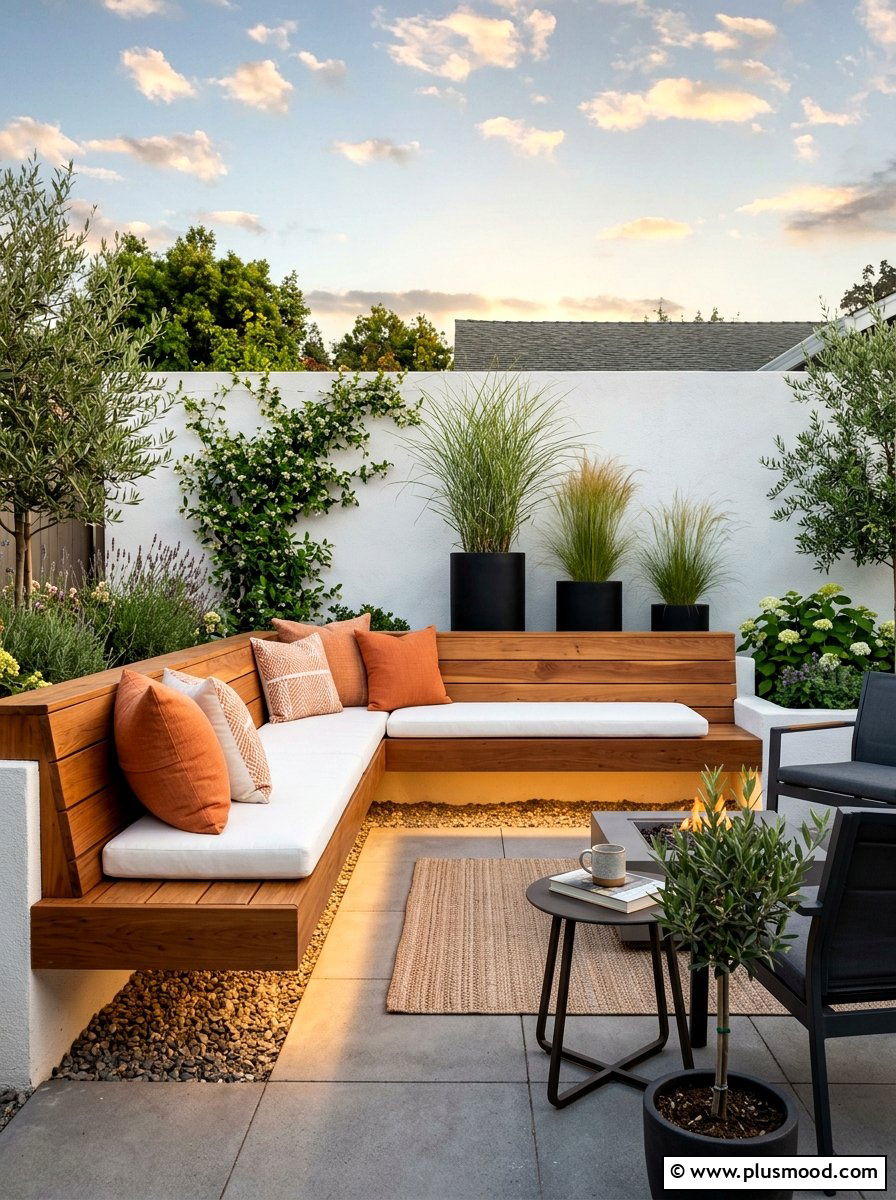 Built in Bench - 25 small backyard ideas for entertaining