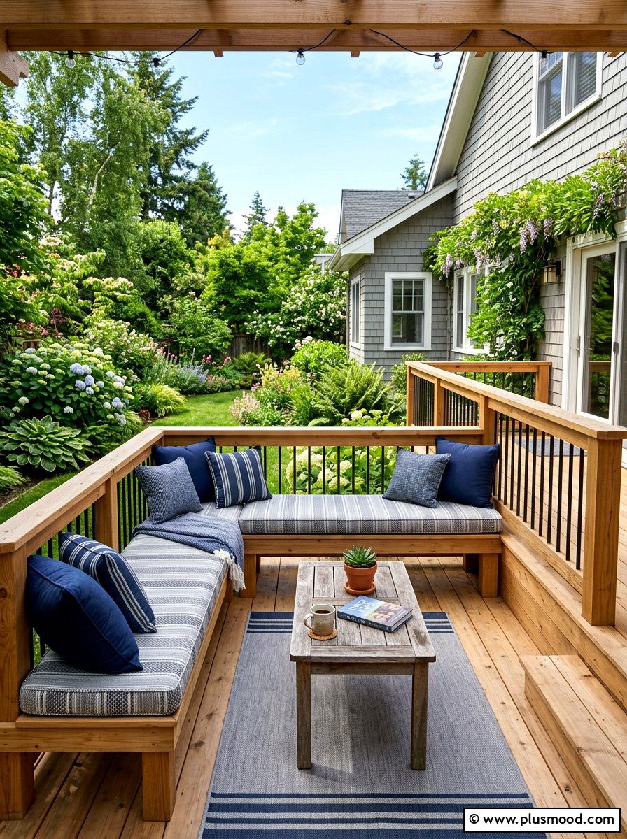 Built in Deck Seating - 25 summer small deck ideas for summer