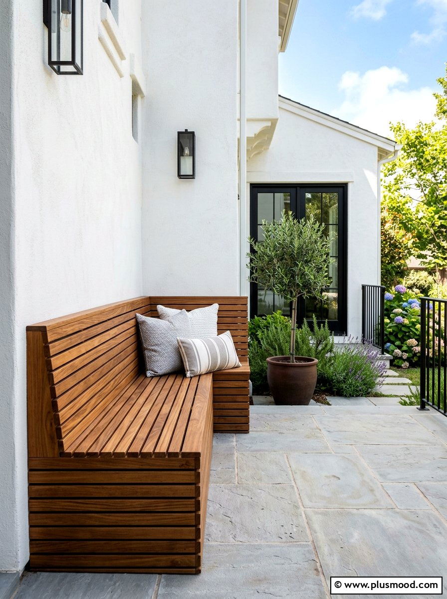Built in Modern Benches - 25 summer modern front porch ideas