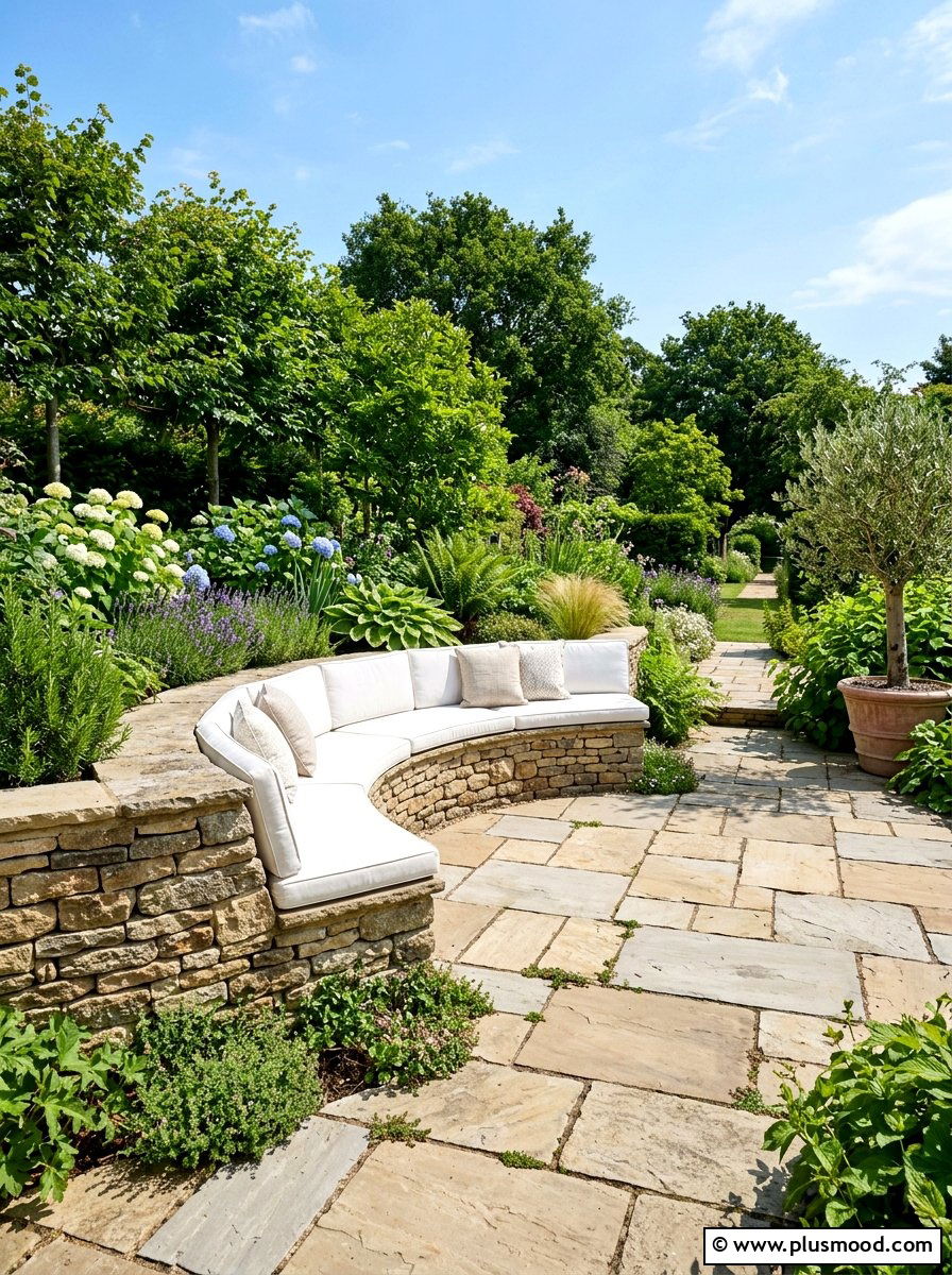 Built in Stone Benches - 25 best summer patio ideas
