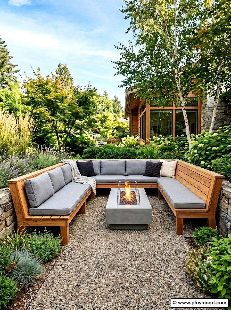 Built in bench seating - 25 small backyard ideas for narrow lots