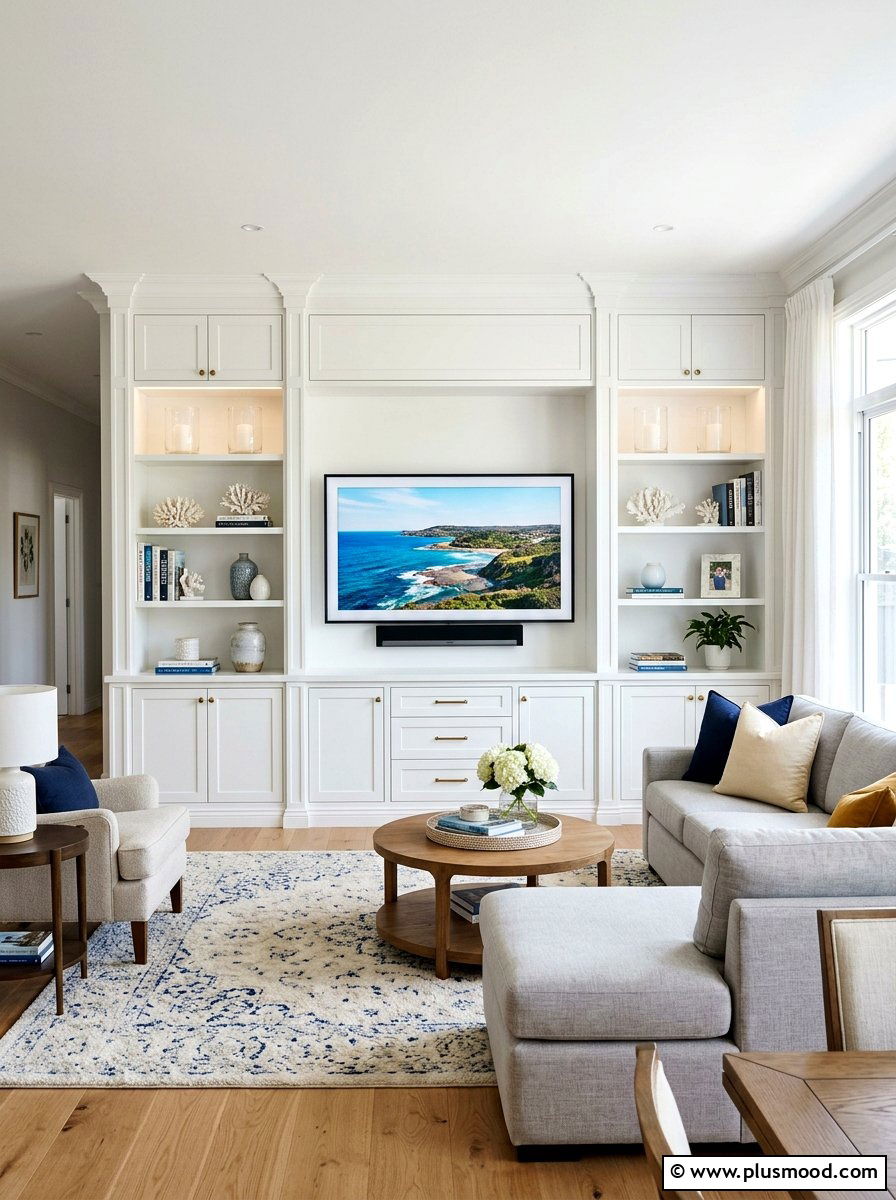 Built in cabinet tv wall - 25 summer TV wall decor ideas