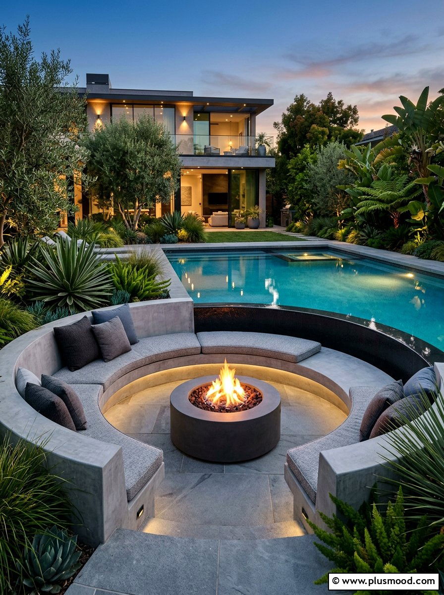 Built in pool seating - 25 pool landscaping ideas for urban backyards