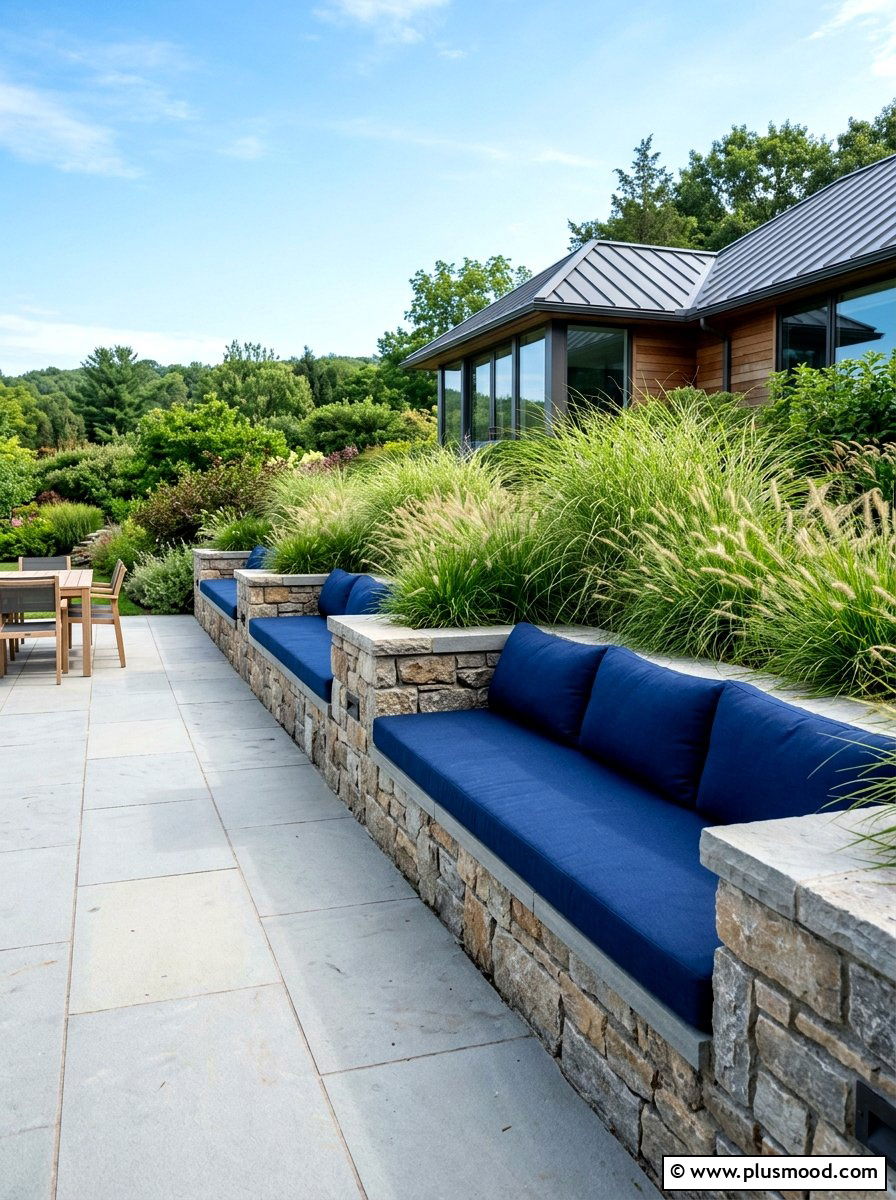 Built in stone seating - 25 summer garden seating ideas