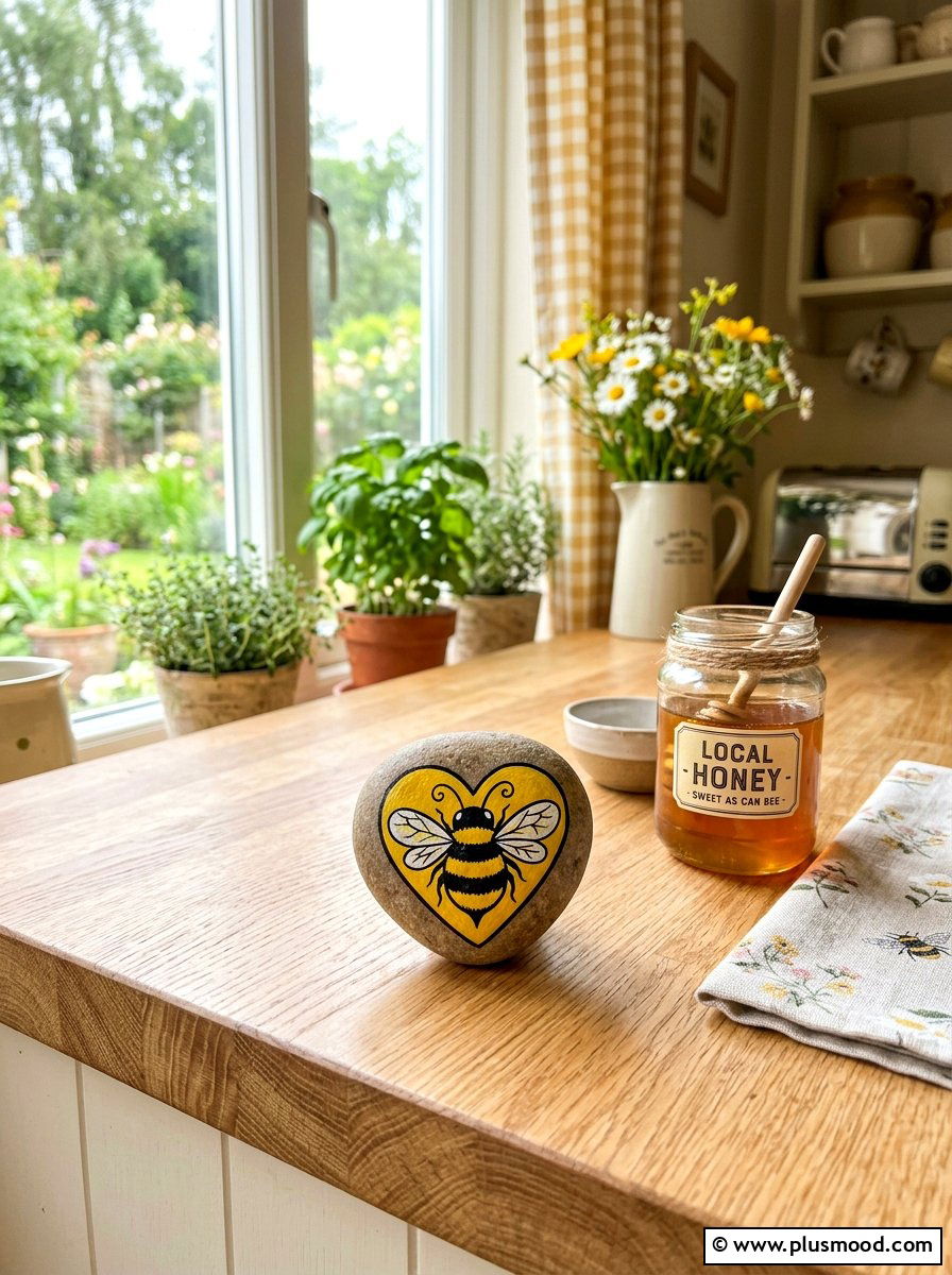 Bumble Bee Heart Rock - 25 painted rock ideas for valentines day