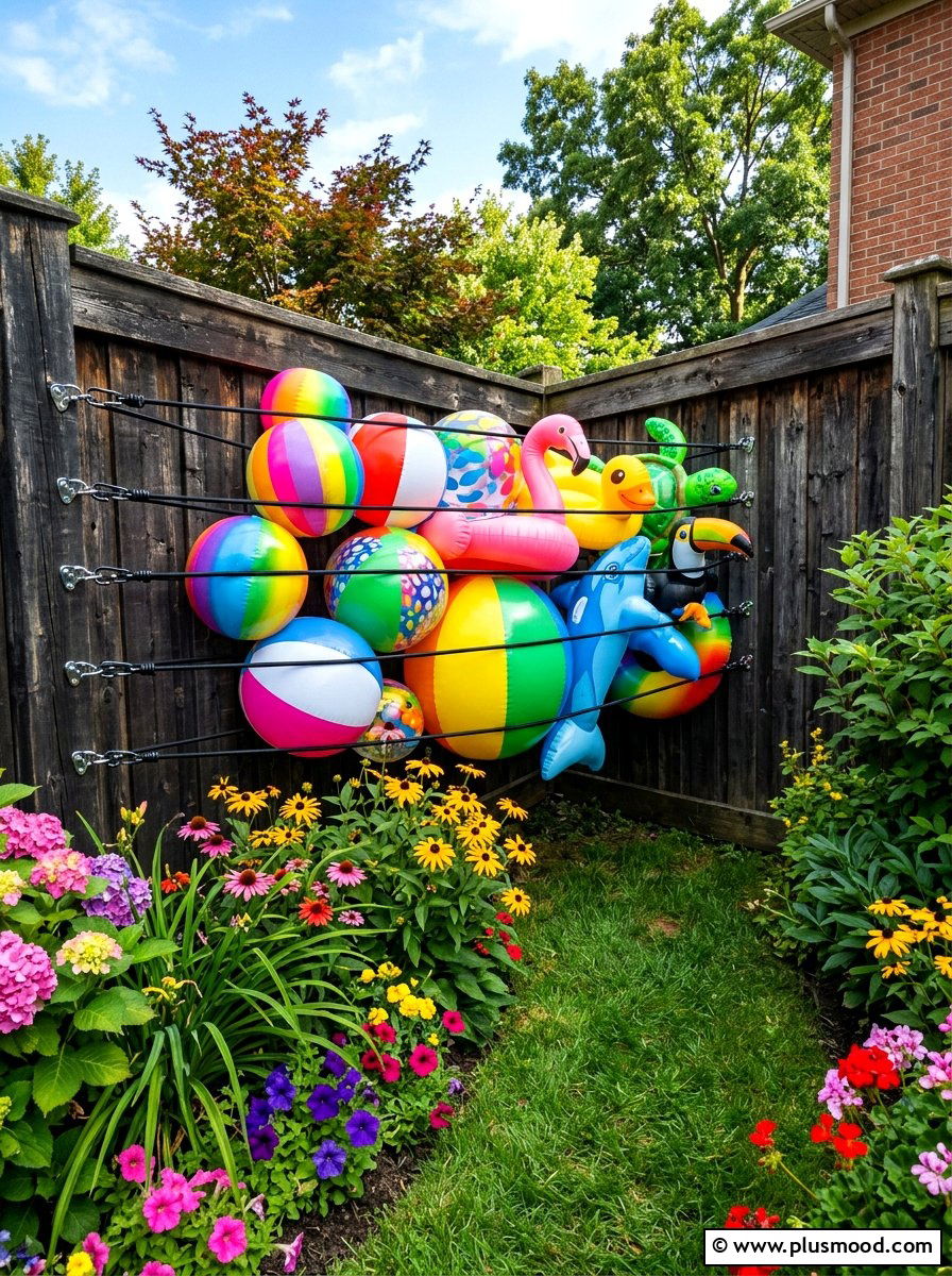 Bungee Cord Storage - 25 summer pool float storage ideas