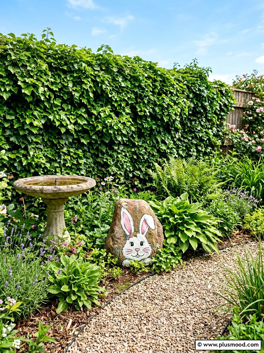 Bunny Ears Rock Painting - 25 painted rock ideas with Easter bunny
