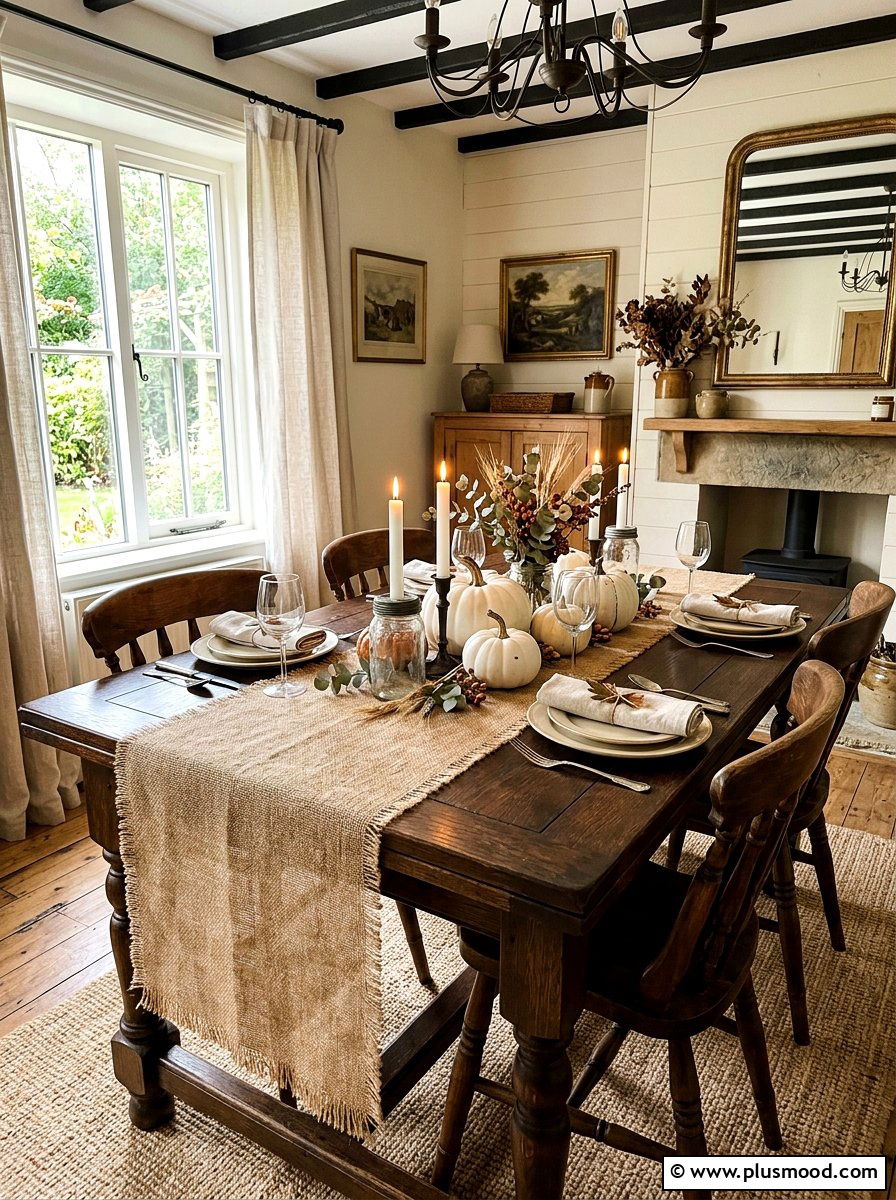 Burlap Table Runner - 25 summer to fall table decor ideas