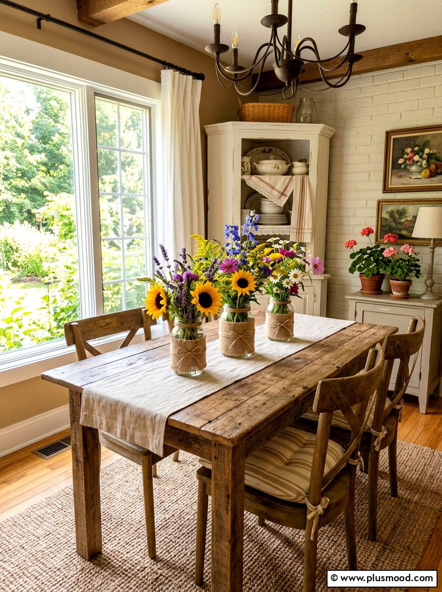 Burlap Wrapped Flower Vases - 25 summer to fall centerpiece ideas